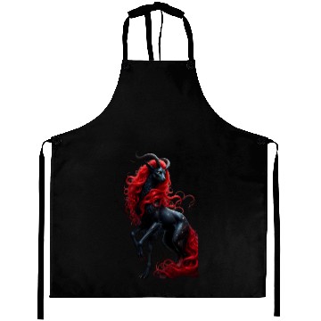 Discover Celestial Demon Deer with Fiery Red Mane Aprons