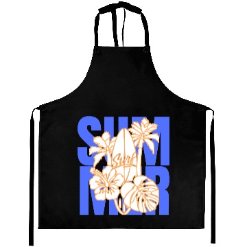 Discover Summer Surfboard & Palm Tree Tropical Design Aprons