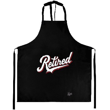 Discover Retro Script “Retired” Text Design Aprons