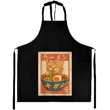 Discover Cat Ramen Funny Japanese Vintage Aprons