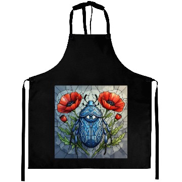 Discover Beetle stained glass bug design vibrant poppy Aprons