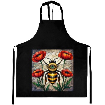 Discover Bumble bee stained glass vibrant poppy flower eye Aprons