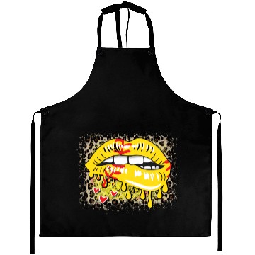 Discover Softball Drip Lips Leopard Grunge Heart Pop Aprons