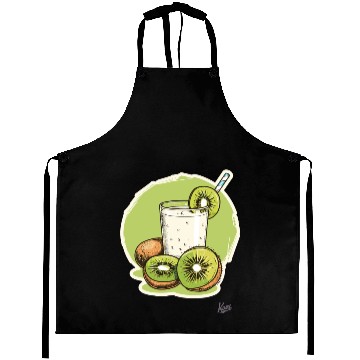 Discover Kiwi fruit and juice with straw illustration Aprons