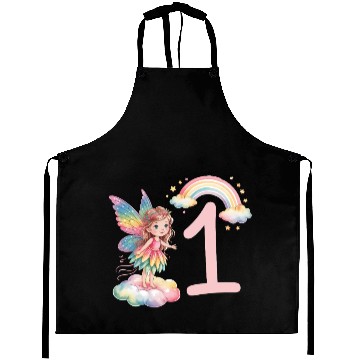 Discover Magical Rainbow Fairy Elf 1st Birthday Girl Aprons