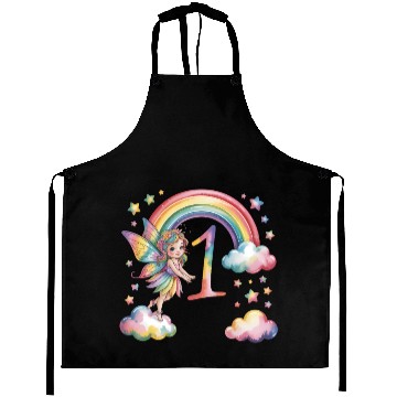Discover Magical Rainbow Fairy Elf 1st Birthday Girl Aprons