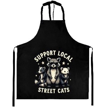 Discover Support Local Street Cats Funny Raccoon Opossum Aprons