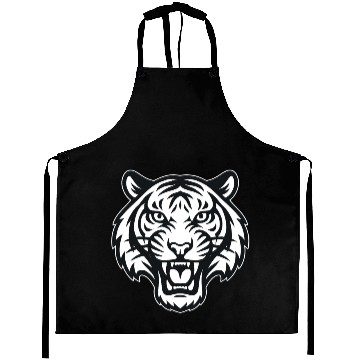 Discover Black and White Tiger Face Aprons