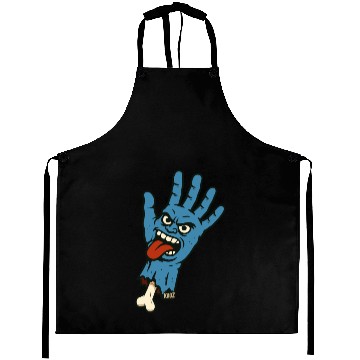 Discover Crazy zombie hand cartoon with wild face Aprons