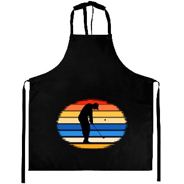 Discover Retro Style Golf Player Silhouette Golf Lover Aprons