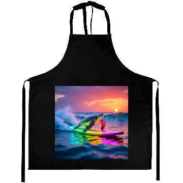 Discover sea turtle design neon turtle Aprons