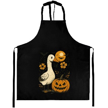 Discover Goose Halloween Fall Silly Goose Boho Flower Aprons
