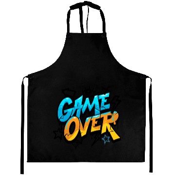 Discover Blue and Yellow Graffiti Game Over Aprons 2025