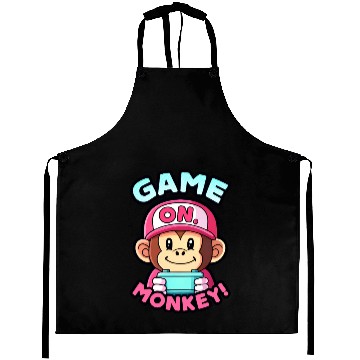 Discover Game On Monkey Handheld Retro 90s. Aprons