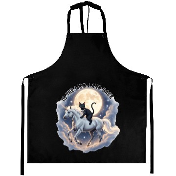 Discover To the Moon and Back Cat Unicorn Fantasy Magic Cat Aprons