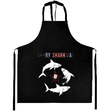 Discover Merry Sharkmas – Funny Christmas Shark Design Aprons
