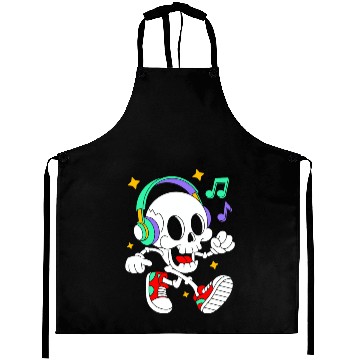 Discover Music Loving Skeleton with Headphones Aprons
