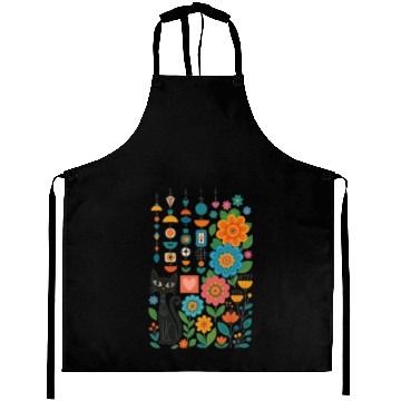 Discover Midnight Cats Blooming Charms Aprons