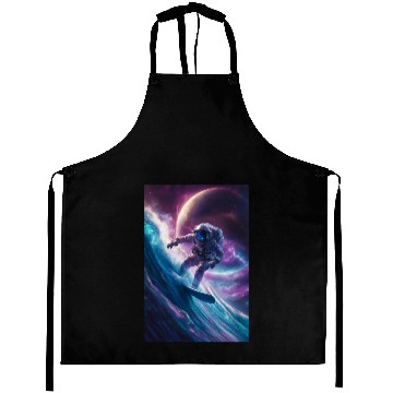 Discover Galactic Surfing Astronaut Aprons
