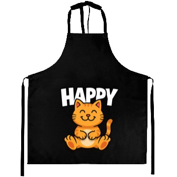 Discover Joyful Cat Illustration Aprons Design