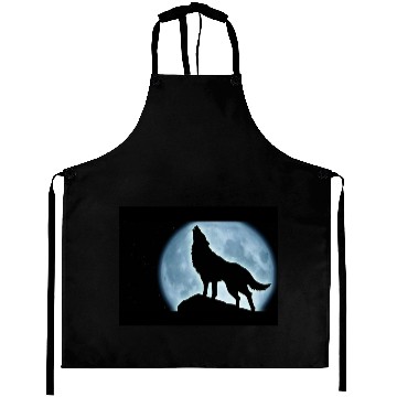 Discover Wolf howling in the moonlight Aprons