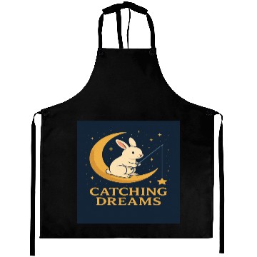 Discover Charming Bunny Moon Dream Illustration Aprons