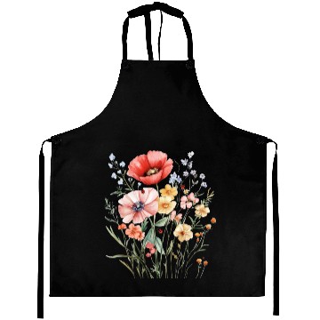 Discover Watercolor Wildflower Bouquet Aprons