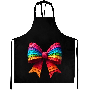 Discover Vibrant Rainbow Paper Ribbon Bow Aprons