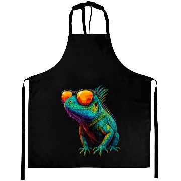 Discover Cool Neon Iguana with Sunset Sunglasses Aprons