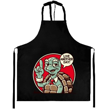 Discover Wise Turtle with Tie Says Live Another Day Aprons