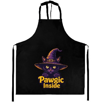 Discover Enchanted Cat Witch Aprons Design