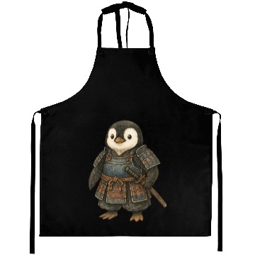 Discover Historical samurai penguin with katana Japan cultu Aprons