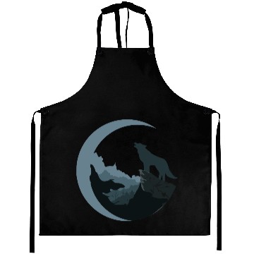Discover Wolf Moon Silhouette Aprons