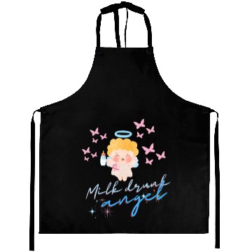 Discover Whimsical Angel with Milk Bottle Design Aprons