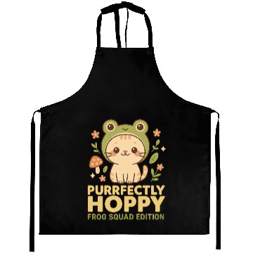 Discover Cute Frog and Cat Purrfectly Hoppy Design Aprons