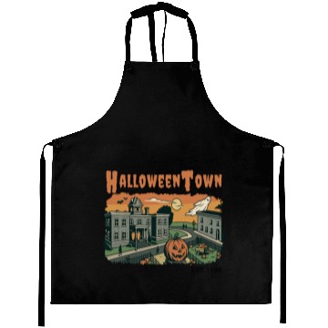 Discover Halloweentown Spooky Sunset Scene – Vintage Hallow Aprons