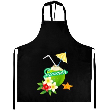 Discover Tropical Summer Coconut with Flowers Aprons
