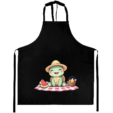 Discover Whimsical Picnic Turtle Illustration Aprons