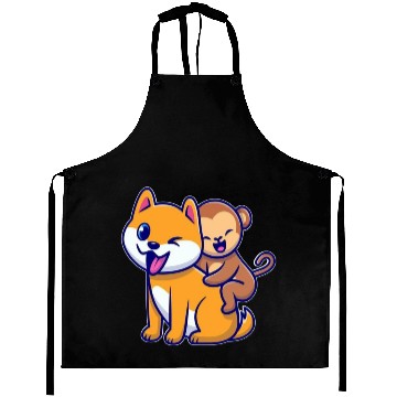 Discover Cute Cartoon Animal Duo Design Aprons