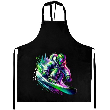 Discover Vibrant Neon Skiing Warrior Aprons