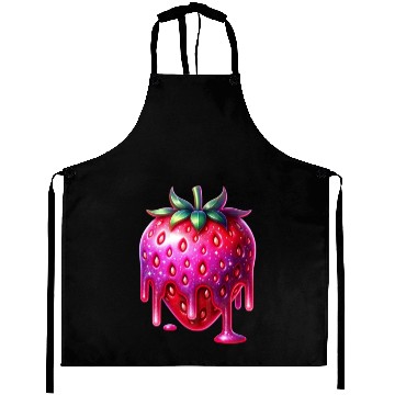 Discover Vivid Dripping Strawberry Artwork Aprons