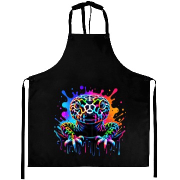 Discover Neon Psychedelic Lizard Illustration Aprons