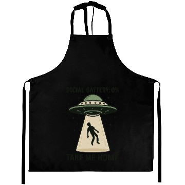Discover Social Battery 0% Alien Abduction Aprons