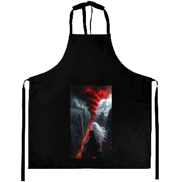 Discover Apocalyptic Angel Over Burning City Aprons