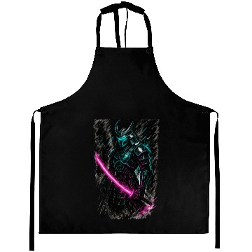 Discover Neon Samurai Warrior Illustration Aprons