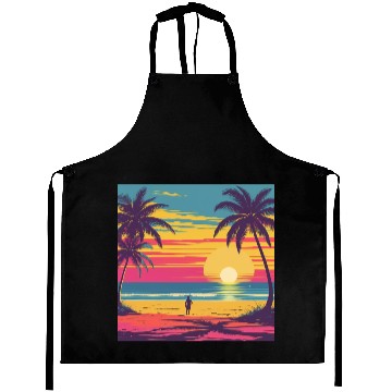 Discover Tropical Sunset Beach Scene Aprons