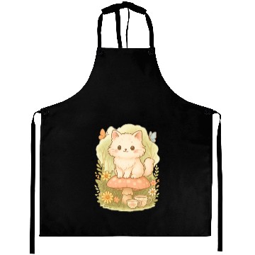 Discover Kawaii Cottagecore Mushroom Cat Aprons