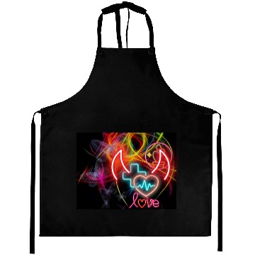 Discover Neon Heart and Devil Horns Love Design Aprons