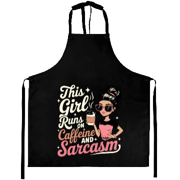 Discover Caffeine Sarcasm Girl Graphic Design Aprons