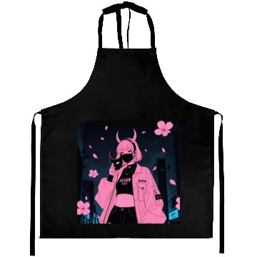 Discover Neon Sakura Night Streetwear Design Aprons